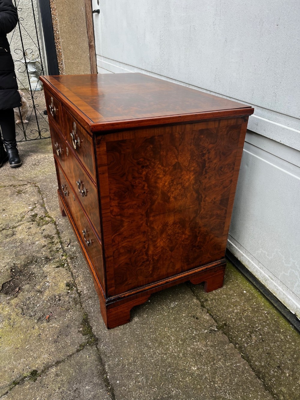 A Small 19th Century Burr Walnut Veneered Chest Of Drawers View VII