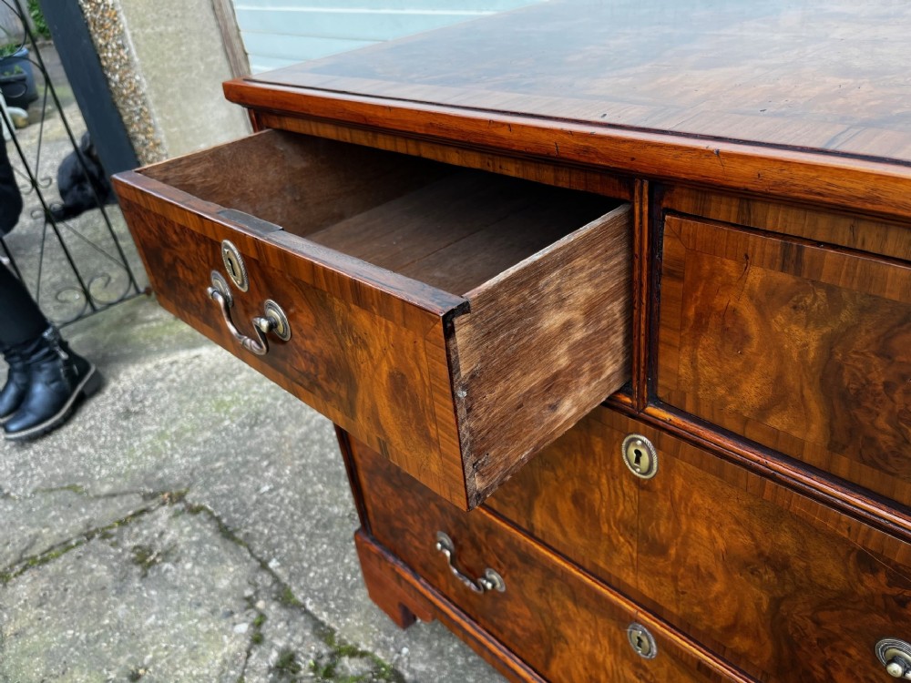 A Small 19th Century Burr Walnut Veneered Chest Of Drawers View IX