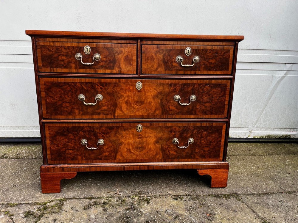 A Small 19th Century Burr Walnut Veneered Chest Of Drawers View XI