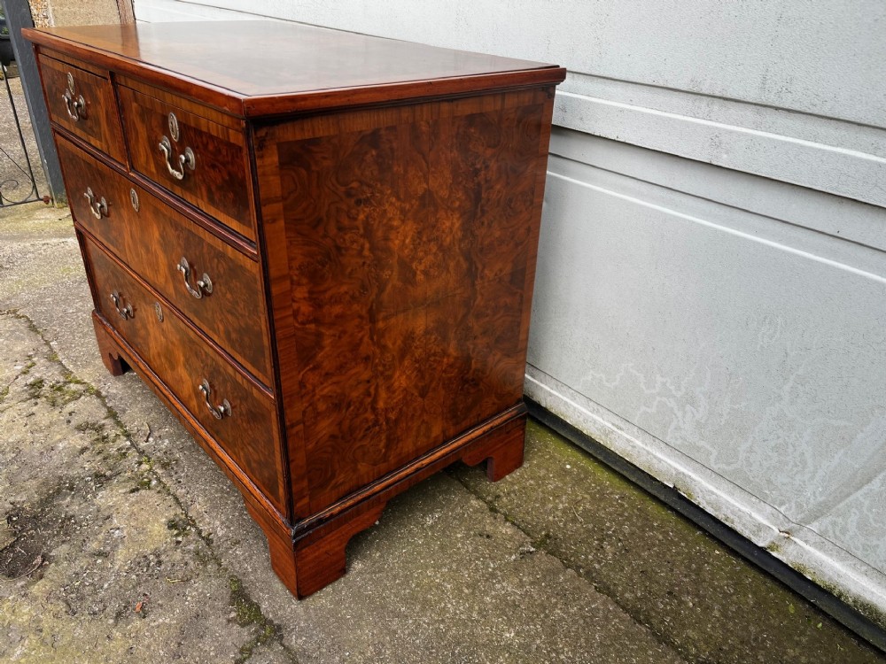 A Small 19th Century Burr Walnut Veneered Chest Of Drawers View XIII