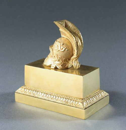 FRENCH EMPIRE GILT BRONZE CLASSICAL CAMPAIGN INKWELL - ADDITIONAL PHOTO 3