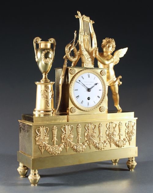 SUPERB RARE ENGLISH REGENCY MANTEL CLOCK BY PERIGAL DUTERRAU - ADDITIONAL PHOTO 1