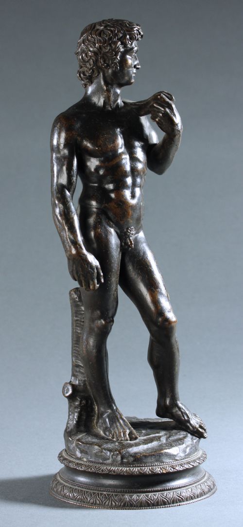 RARE GRAND TOUR PATINATED BRONZE OF MICHELANGELO'S DAVID - ADDITIONAL PHOTO 1