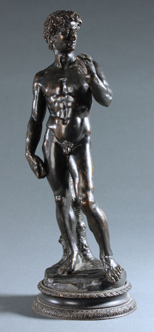 RARE GRAND TOUR PATINATED BRONZE OF MICHELANGELO'S DAVID - ADDITIONAL PHOTO 2