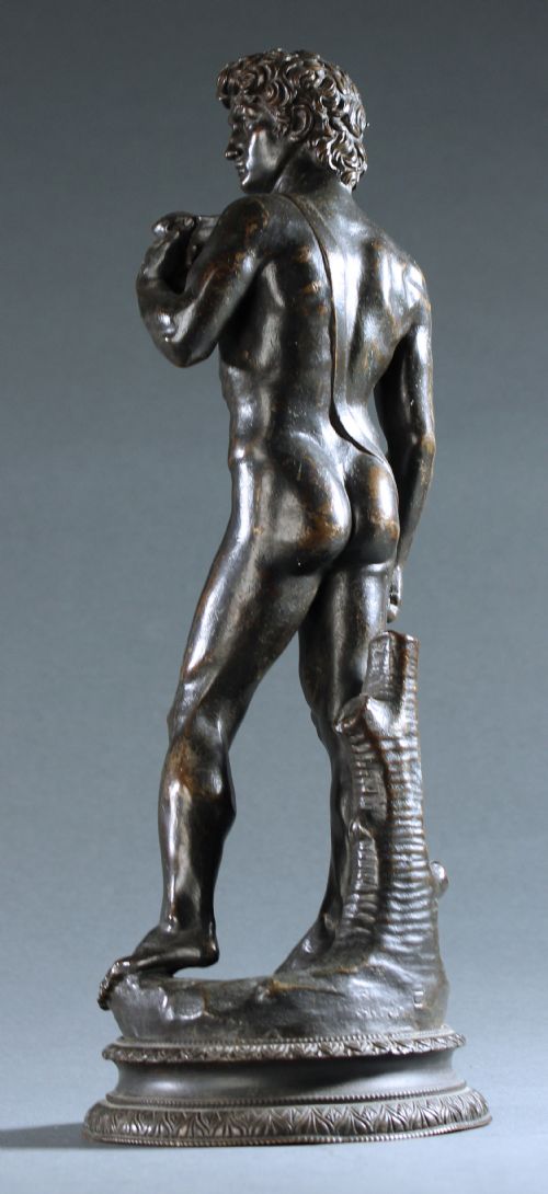 RARE GRAND TOUR PATINATED BRONZE OF MICHELANGELO'S DAVID - ADDITIONAL PHOTO 3
