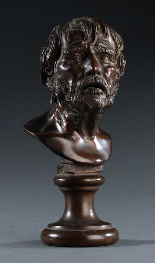 grand tour bronze bust of seneca - CATEGORY: ANTIQUE METAL - DATED 19TH CENTURY