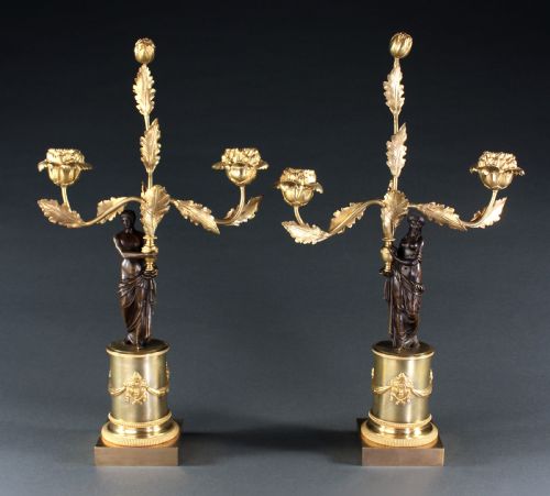 PAIR OF FRENCH EMPIRE FIGURAL CANDELABRA - ADDITIONAL PHOTO 1
