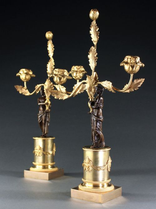 PAIR OF FRENCH EMPIRE FIGURAL CANDELABRA - ADDITIONAL PHOTO 2