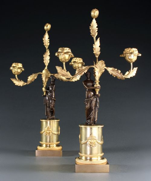PAIR OF FRENCH EMPIRE FIGURAL CANDELABRA - ADDITIONAL PHOTO 3