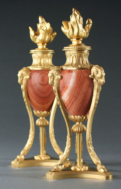 pair of louis xvi style cassolette candlesticks - CATEGORY: ANTIQUE LIGHTING - DATED 1880