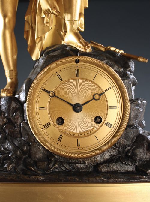 FRENCH EMPIRE GILT AND PATINATED BRONZE HERMES CLOCK - ADDITIONAL PHOTO 3