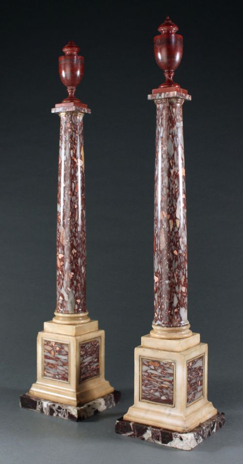 PAIR OF 18TH CENTURY GRAND TOUR SPECIMEN MARBLE COLUMNS - ADDITIONAL PHOTO 1