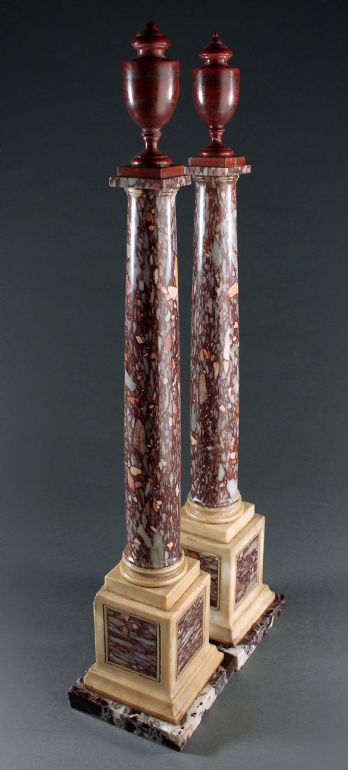 PAIR OF 18TH CENTURY GRAND TOUR SPECIMEN MARBLE COLUMNS - ADDITIONAL PHOTO 3