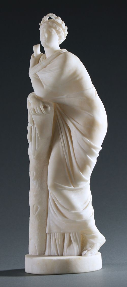 19TH CENTURY GRAND TOUR STATUE OF CLIO IN ALABASTER - ADDITIONAL PHOTO 1