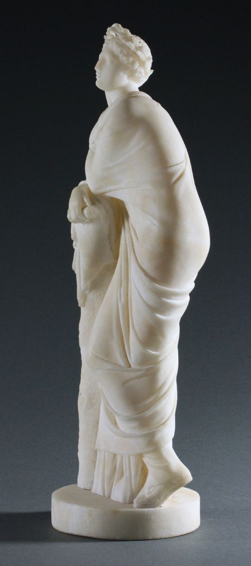 19TH CENTURY GRAND TOUR STATUE OF CLIO IN ALABASTER - ADDITIONAL PHOTO 2