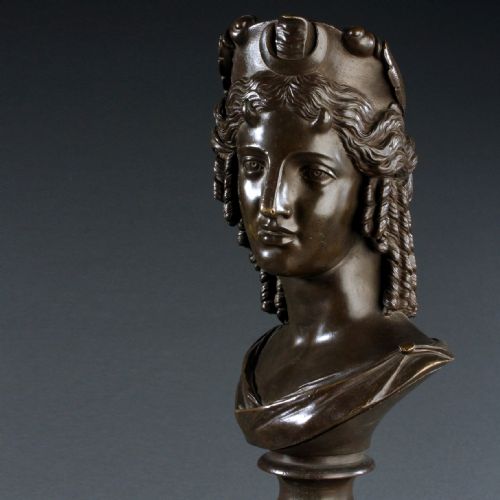 VERY RARE GRAND TOUR BRONZE BUST OF THE ROMAN ISIS - ADDITIONAL PHOTO 6