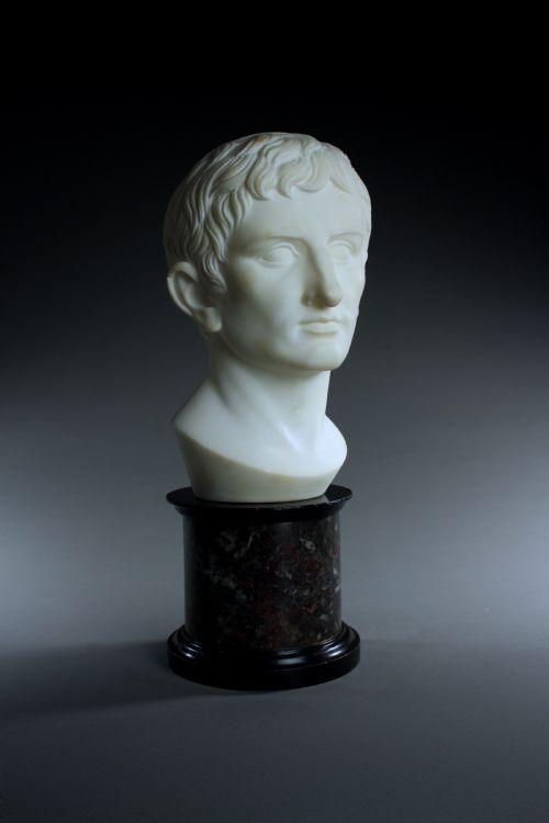 grand tour bust of augustus of prima porta - CATEGORY: ANTIQUE SCULPTURES - DATED 1890