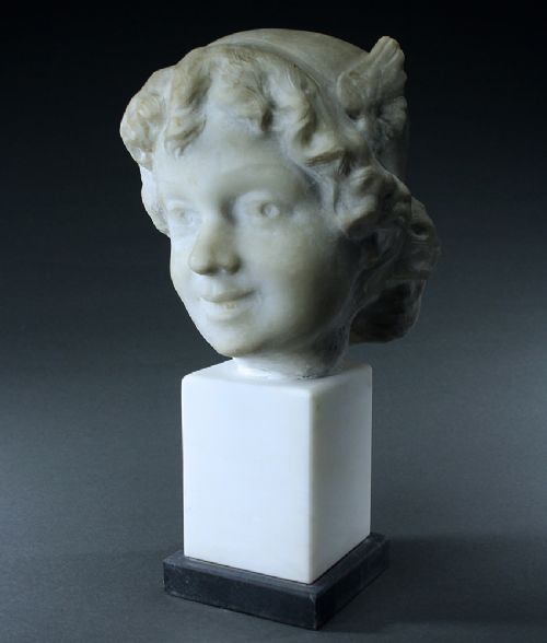 MARBLE BUST OF THE YOUNG HERMES SIGNED CORIO
