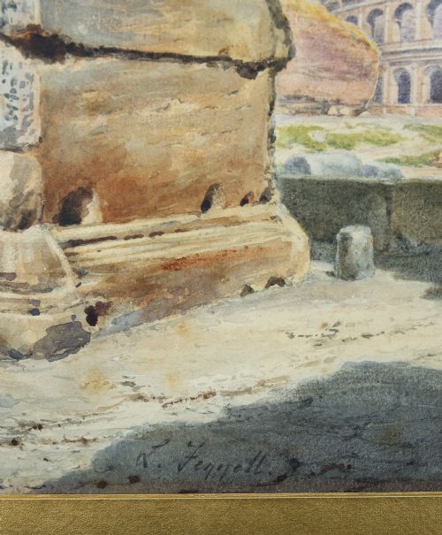 FINE WATERCOLOUR OF THE ARCH OF TITUS AND THE COLOSSEUM - ADDITIONAL PHOTO 2