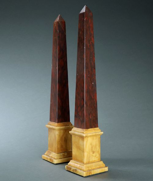 PAIR OF GRAND TOUR MARBLE OBELISKS