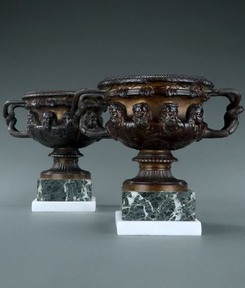 PAIR OF GRAND TOUR BRONZE ALBANI VASES