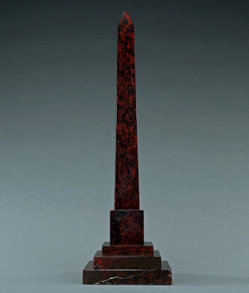 RED SERPENTINE MARBLE OBELISK