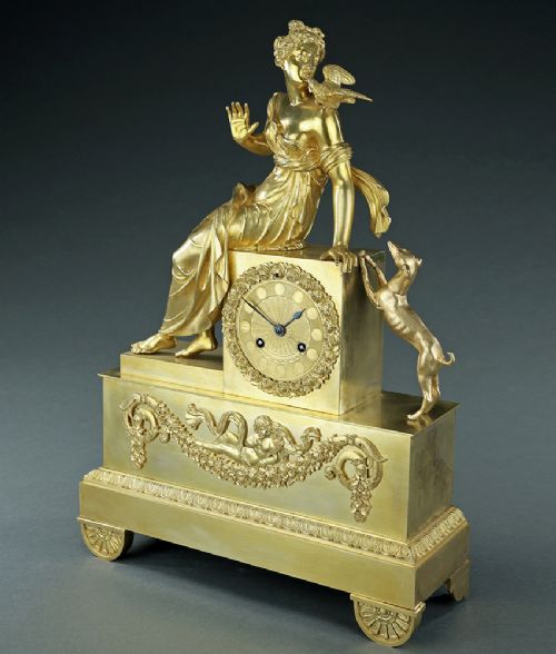FRENCH EMPIRE LOVE AND FIDELITY MANTEL CLOCK