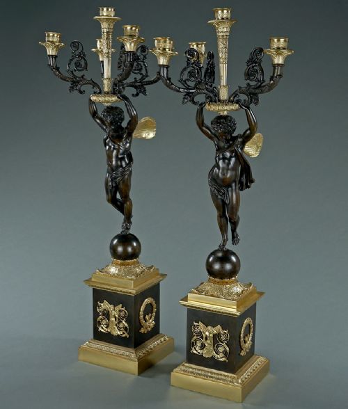 PAIR OF FRENCH EMPIRE REVIVAL CANDELABRA