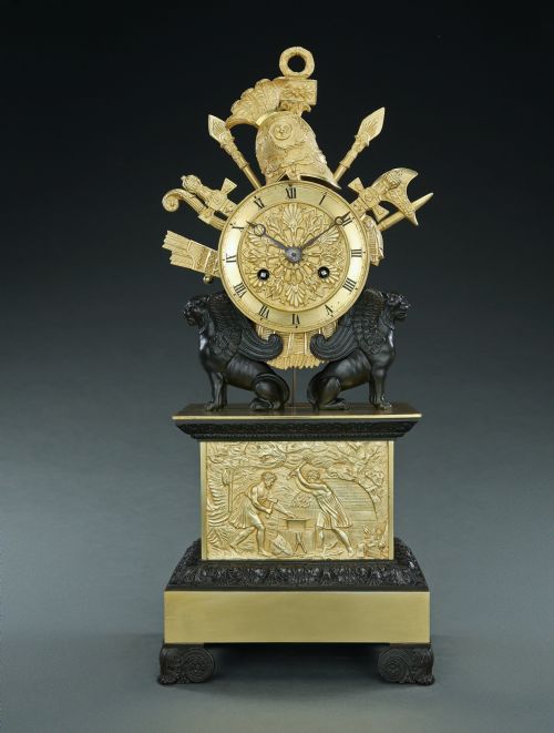 FRENCH EMPIRE 'TROPHIES OF WAR' MANTEL CLOCK