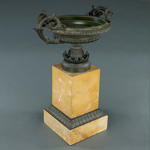 Large French Bronze and Siena Marble Tazza