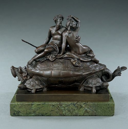 Poseidon and Amphritrite Inkwell in Bronze