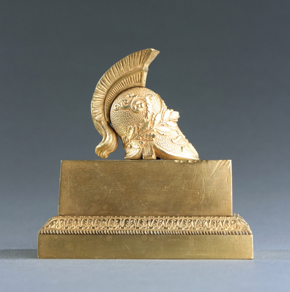 French Empire gilt bronze classical campaign inkwell