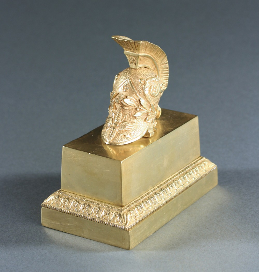 French Empire gilt bronze classical campaign inkwell View II