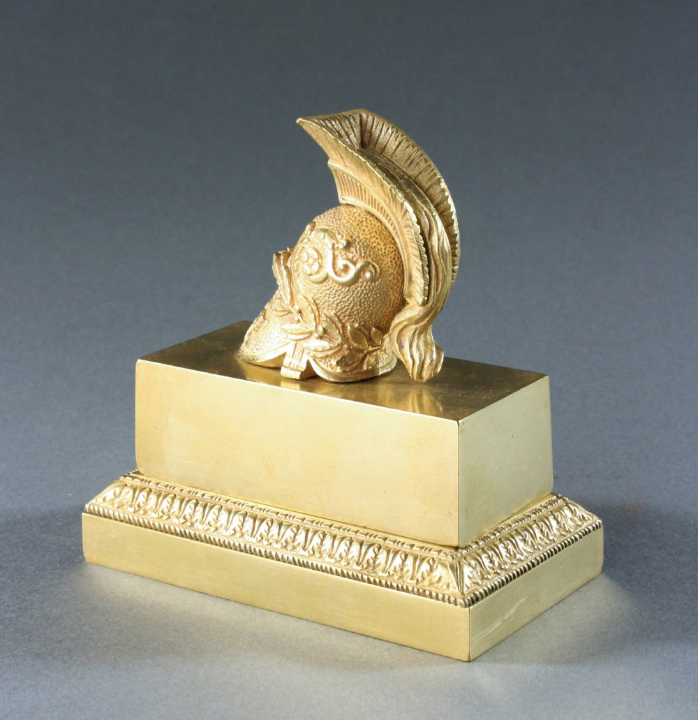 French Empire gilt bronze classical campaign inkwell View IV
