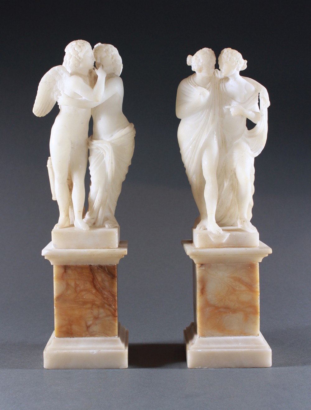 Grand Tour Pair of Alabaster Florentine Statues