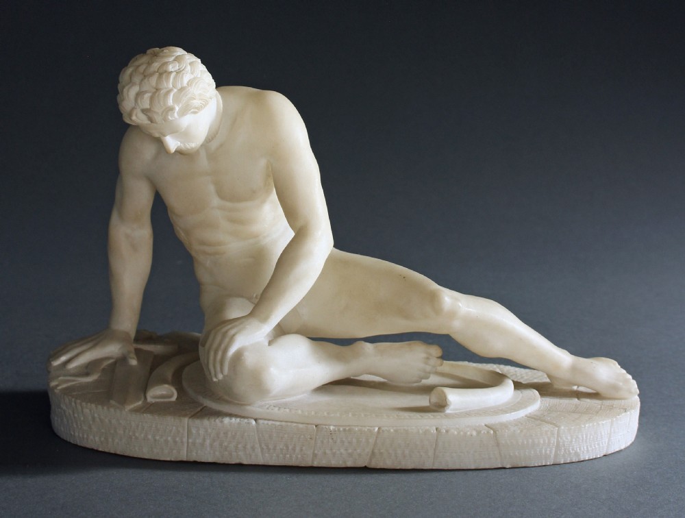 Grand Tour carved alabaster sculpture of The Dying Gaul