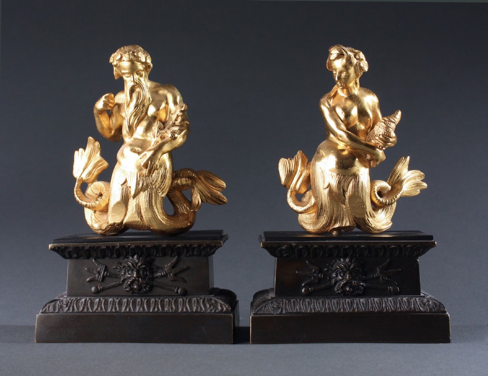 Triton and Nereid Statuettes