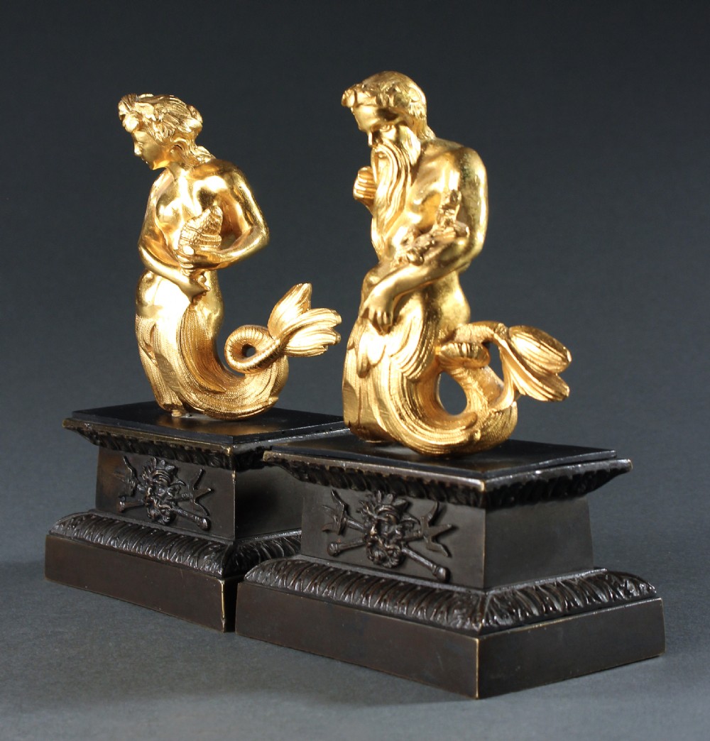 Triton and Nereid Statuettes View II