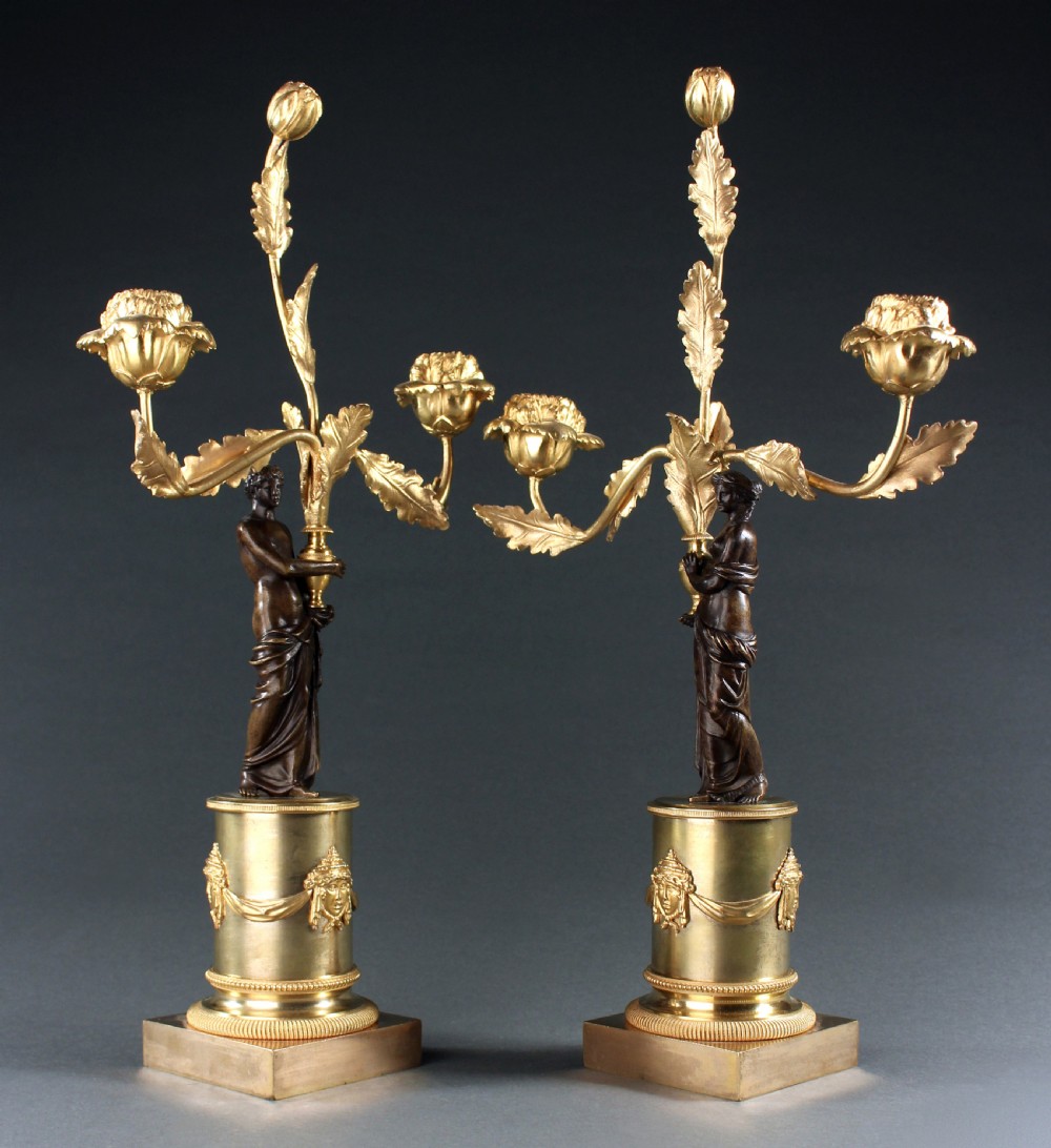 Pair of French Empire figural candelabra 