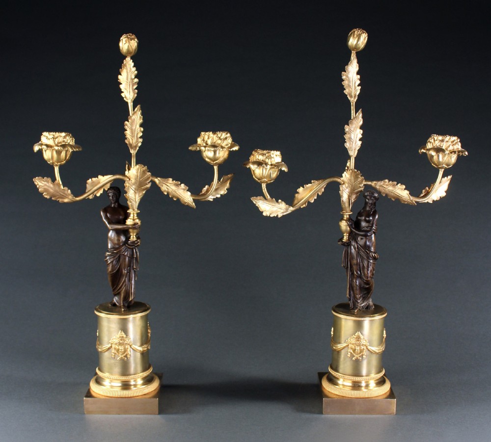 Pair of French Empire figural candelabra  View II