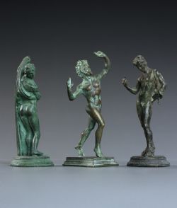 GRAND TOUR TRIO OF VERDIGRIS BRONZE NEAPOLITAN FIGURES