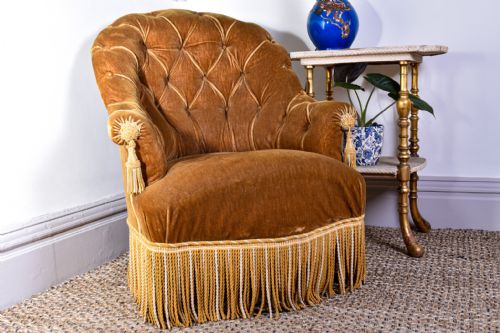 napoleon iii button backed armchair - CATEGORY: ANTIQUE CHAIRS - DATED 19TH CENTURY