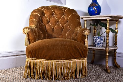 NAPOLEON III BUTTON BACKED ARMCHAIR - ADDITIONAL PHOTO 2