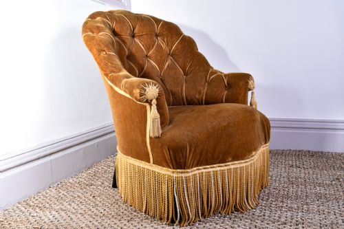 NAPOLEON III BUTTON BACKED ARMCHAIR - ADDITIONAL PHOTO 4