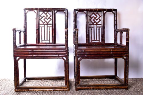 brighton pavillion style bamboo armchairs - CATEGORY: ANTIQUE CHAIRS - DATED 19TH CENTURY