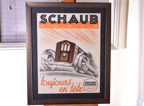 original art deco schaub radio poster - CATEGORY: ANTIQUE MISCELLANEOUS - DATED 1930