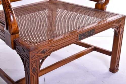 SATINWOOD AND JAPANNED CHINESE CHIPPENDALE STYLE ARMCHAIR - ADDITIONAL PHOTO 2