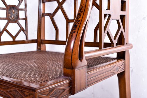 SATINWOOD AND JAPANNED CHINESE CHIPPENDALE STYLE ARMCHAIR - ADDITIONAL PHOTO 4