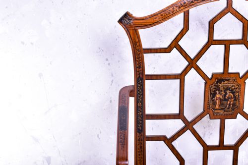 SATINWOOD AND JAPANNED CHINESE CHIPPENDALE STYLE ARMCHAIR - ADDITIONAL PHOTO 6