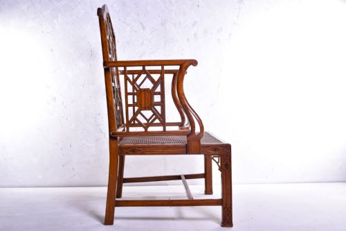 SATINWOOD AND JAPANNED CHINESE CHIPPENDALE STYLE ARMCHAIR - ADDITIONAL PHOTO 7